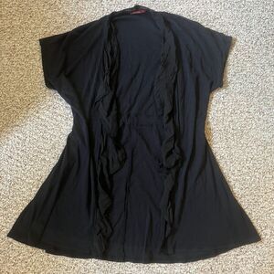 Barbara Lesser Black Open-Front Cardigan – Lagenlook Witchy Whimsigoth Womens L